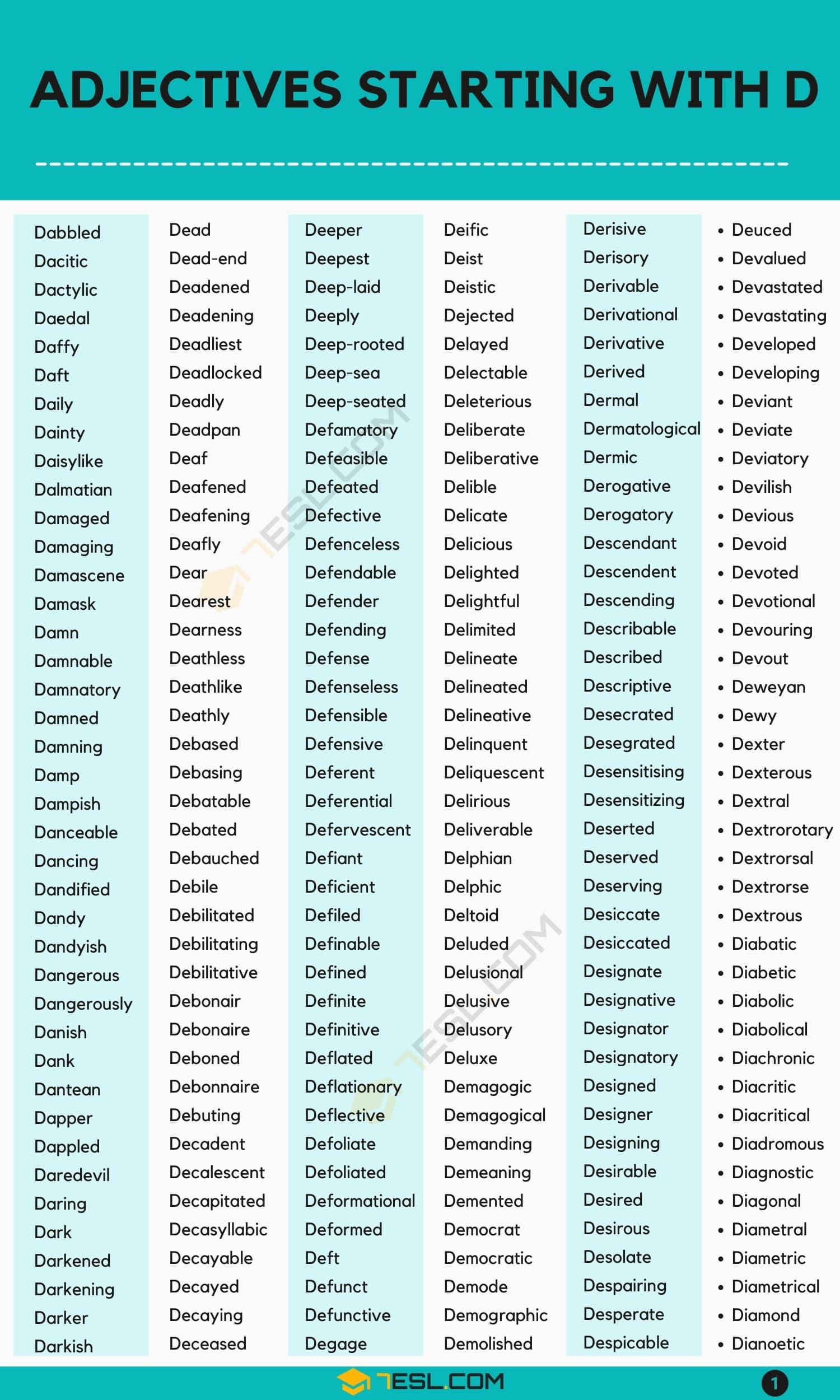 Adjectives that Start with D