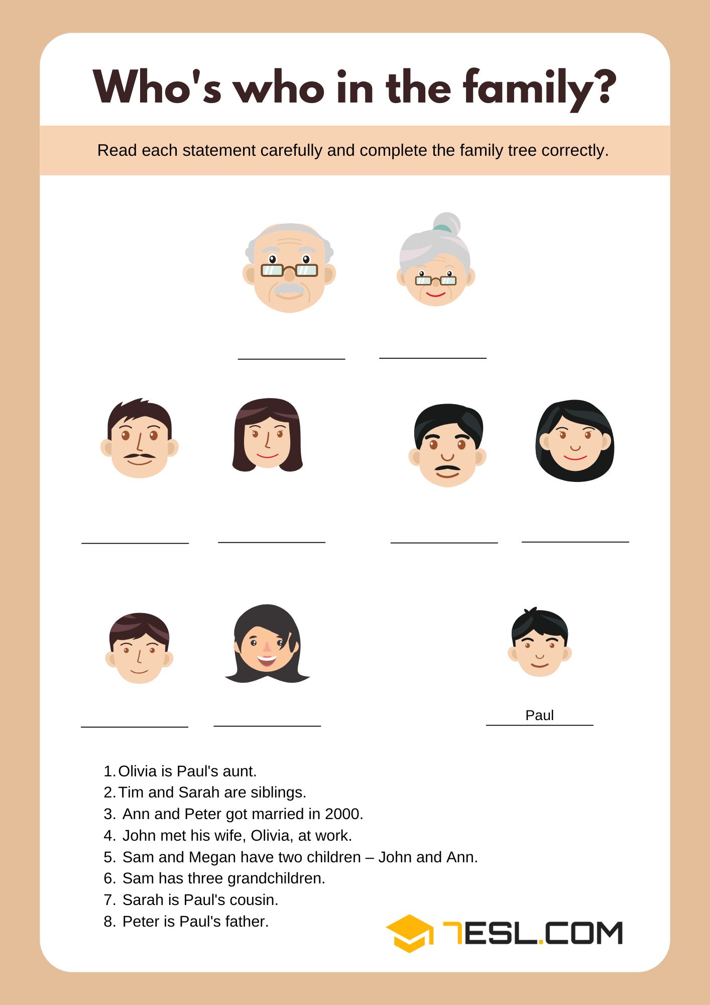 Family Worksheets for Learning English 12