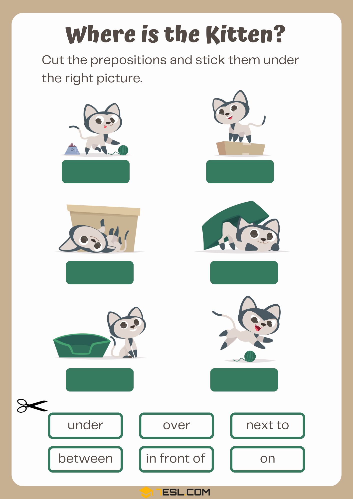 Preposition Words Worksheets 10
