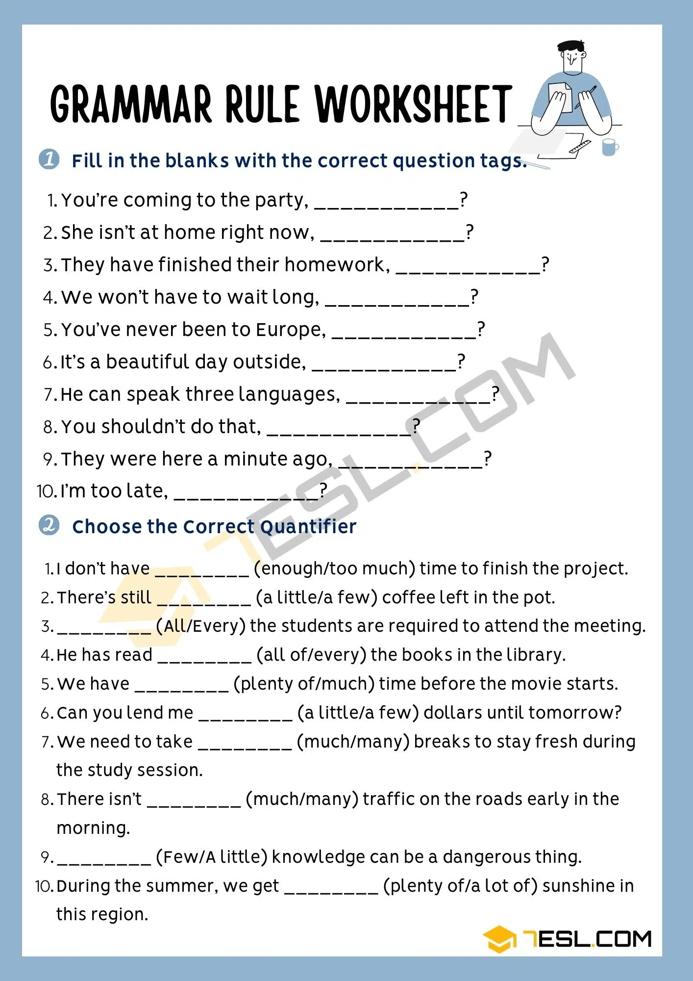 grammar rule worksheet