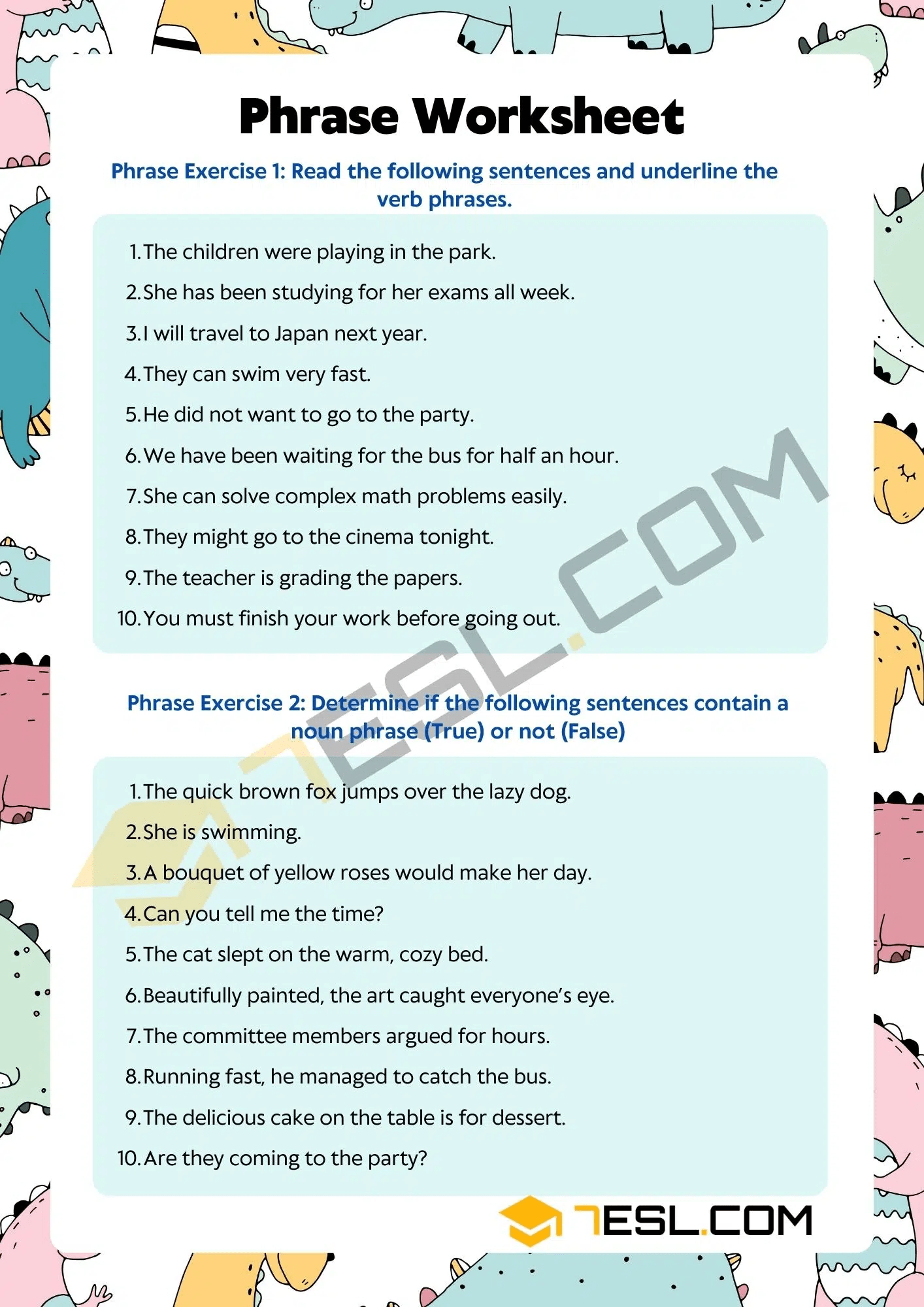 phrase worksheet